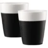 2 Tasses Bistro - Porcelaine Avec Bande Silicone Noire - 30cl - BODUM