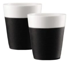 2 Tasses Bistro - Porcelaine Avec Bande Silicone Noire - 30cl - BODUM
