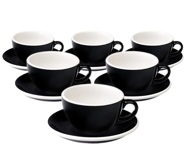 6 Tasses Cappuccino Et Sous-tasses Egg 20 Cl Black - Loveramics 1 6 Tasses Cappuccino Et Sous-tasses Egg 20 Cl Black - Loveramics