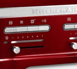 Toaster KitchenAid 5KMT4205ECA Artisan Rouge Pomme D'Amour - 4 Fentes -Magasin D'Électroménager gprouge boutons