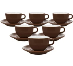Tasses - ORIGAMI - Tasses Et Sous Tasses Latte Bowl Marron 19cl X6