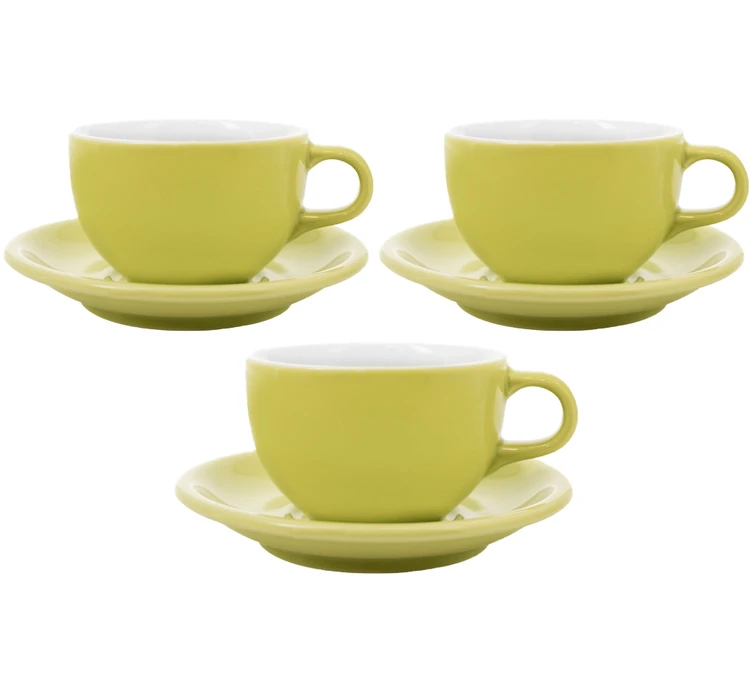 3 Tasses Et Sous Tasses Latte Bowl 19 Cl Vert - ORIGAMI 1 3 Tasses Et Sous Tasses Latte Bowl 19 Cl Vert - ORIGAMI