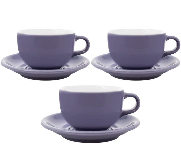 3 Tasses Et Sous Tasses Latte Bowl 19 Cl Violet - ORIGAMI 1 3 Tasses Et Sous Tasses Latte Bowl 19 Cl Violet - ORIGAMI